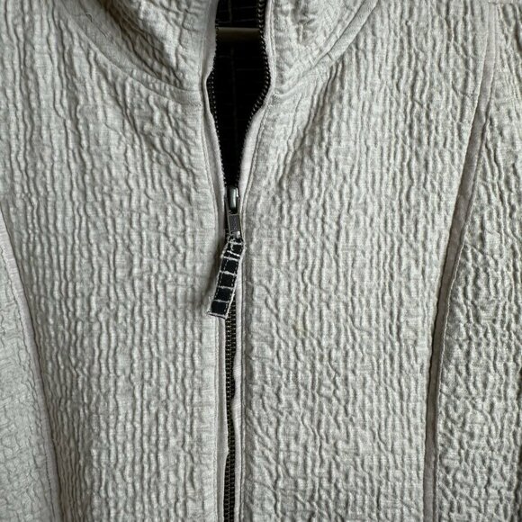 Habitat Sleeveless Beige Gray Full Zip Tunic Vest Sz L Waffle Pockets Lagenlook - Picture 5 of 13